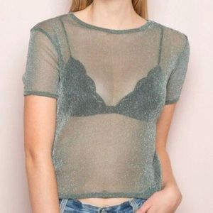Brandy Melville Sparkly Silver Mesh Top